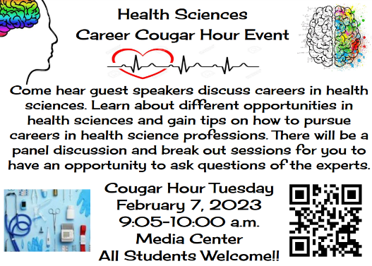 health sciences poster - use a phone to scan the QR code and signup early